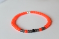 Bracelet perle orange et noir, perles de verre givrées, bracelet élastique, fait main, idée cadeau, anniversaire