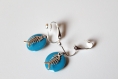 Boucles d'oreille clip bleu, argenté, poisson, minimaliste, idée cadeau, anniversaire, noël