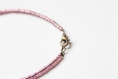 Bracelet fin perles de rocaille rose mauve, coeur argenté, , fait main, bijou unique, idée cadeau, anniversaire