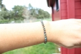 Bracelet perles jade bleu et tonalité marron, bracelet élastique, pierre naturelle, fait main, idée cadeau, anniversaire