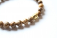 Bracelet perles pierres naturelles, effet bois, bracelet élastique, fait main, idée cadeau, anniversaire