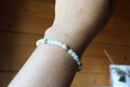 Bracelet amazonite naturelle, bracelet élastique, perles bronze, fait main, bijou unique, idée cadeau, anniversaire