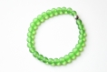 Bracelet perles de verre givrées vert mousse, bracelet élastique, fait main, idée cadeau, anniversaire, noël