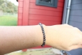 Bracelet perles labradorite, noir, bracelet élastique, pierre naturelle, fait main, idée cadeau, anniversaire
