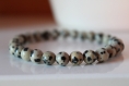 Bracelet perles jaspe dalmatien, bracelet élastique, pierre naturelle, fait main, idée cadeau, anniversaire