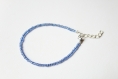 Bracelet fin perles de verre bleu, coeur argenté, , fait main, bijou unique, idée cadeau, anniversaire