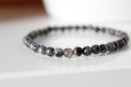 Bracelet perles labradorite, noir, bracelet élastique, pierre naturelle, fait main, idée cadeau, anniversaire