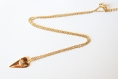 Collier fin doré, pendentif oeil doré à l'or fin, chaîne acier inoxydable, fait main, bijou minimaliste, idée cadeau