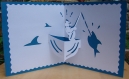 Carte masculine image marin en 3d kirigami bateau pêche