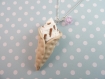 Collier sautoir glace à l'italienne chocolat en pâte polymère et sa perle rose