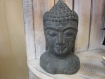 Moulage ciment tête de bouddha patinée main façon fonte 18x11 cm