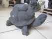 Moulage ciment tortue patinée main 17x27 cm