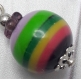 Boucles d'oreille multicolore/perle rayée en verre/perle métal/cristal de swarovski