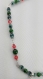 Collier en perles de verre, cristal de swarovski, pendentif poupée manga en céramique