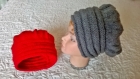 Nouveaux  chapeau x tricotés en laine  au crochet           et une écharpe entrelaçée tricotée aux aiguilles 