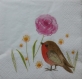 2 serviettes en papier oiseau et fleur (306) 