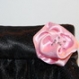 Jupe satin noir brillant et tulle noir à paillettes - fleur rose et perles - 4/5 ans - 2 chouchous assortis