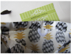 Pochon / pochette / housse de protection - crochet,accroche - ananas,fruit,exotique,scandinave - 21.5 x 16 cm - jaune,moutarde,noir,gris,blanc