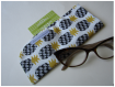 Etui lunettes / pochette / housse de protection – ananas,fruit,exotique – 20 x 9 cm - noir,gris,jaune,moutarde,blanc