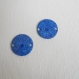 X2 sequins  émaillés  connecteur 2 trous bleu et bleu marine 20 mm 2 faces