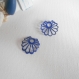 X2 sequins fleurs émaillés bleu marine  20 mm 2 faces