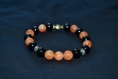 Bracelet pierres gemmes : calcite orange / onyx noir