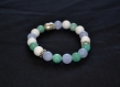 Bracelet pierres gemmes jade blanc / calcédoine bleue / amazonite africaine
