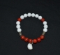 Bracelet pierres gemmes jade blanc / corail