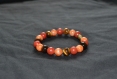 Bracelet pierre gemme semi précieuse lithothérapie corail calcite orange oeil de tigre