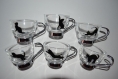 6 tasses à café expresso en verre peintes chats noir et blanc