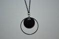 Collier-pendentif perle hématite et anneau argenté