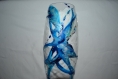Vase en verre peint style murano bleu