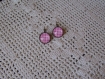 Boucles d'oreilles dormeuses en metal couleur bronze image sous dome en verre bombe 18 mm collection pink and black