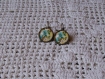Boucles d'oreilles dormeuses en metal couleur bronze image sous dome en verre bombe 16 mm collection dont worry be happy