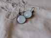Boucles d'oreilles dormeuses en metal couleur bronze bords ciseles  image sous dome en verre bombe 20 mm collection les petits pois 