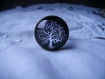 Bague  reglable  en metal couleur bronze image sous dome en verre bombe 20 mm collection arbre noir et blanc