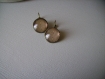 Boucles d'oreilles dormeuses   en metal couleur bronze  image sous dome en verre bombe 20 mm collection or