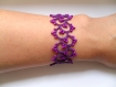 Bracelet dentelle violet avec perles , bracelet dentelle frivolite, bijoux dentelle violet 