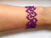 Bracelet dentelle violet avec perles , bracelet dentelle frivolite, bijoux dentelle violet 