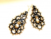 Boucles d'oreille dentelle noire avec perles doré, tatting , tatted , dentelle frivolite,boucles d'oreille crochet 