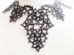 Collier dentelle noire avec perles gris fonce, bijoux collier noir, collier gothique ,collier frivolite, collier 
