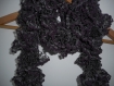 écharpe tricottée en laine fantaisie pompons prune brillant