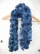 Echarpe tricotée main en laine fantaisie dégradé de bleu 