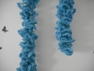 Echarpe tricotée main en laine fantaisie bleu turquoise