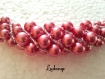 Collier de perles nacrées rose antique , tissé entièrement au fil et à l'aiguille 