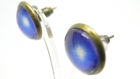Boucles d'oreilles puces bronze, cabochon verre