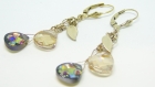 Boucles d'oreilles , en or gold filled et cristal swarovski ,pendantes 