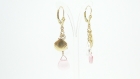 Boucles d'oreilles , en or gold filled et cristal swarovski rose , pendantes 