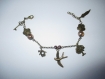 Bracelet  bronze et beloques arbre de vie et oiseau 