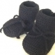 Chaussons noirs bébé tricot 